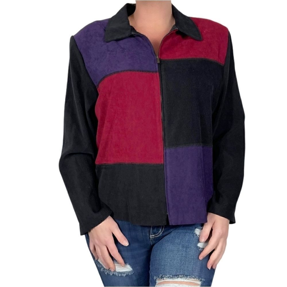 Vintage Retro 80s Color Block Red  & Purple Jacket